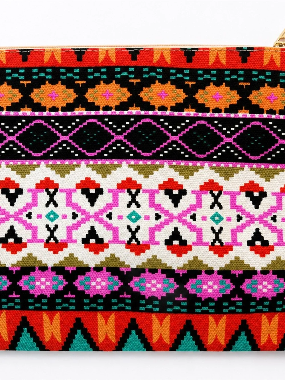 Colorful Aztec-Print Zip Pouch - Multicolor